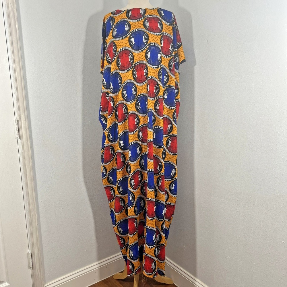 Handmade Kaftan‎ Maxi Dress Womens OS Multi Rayon Caftan Kimono Beachy